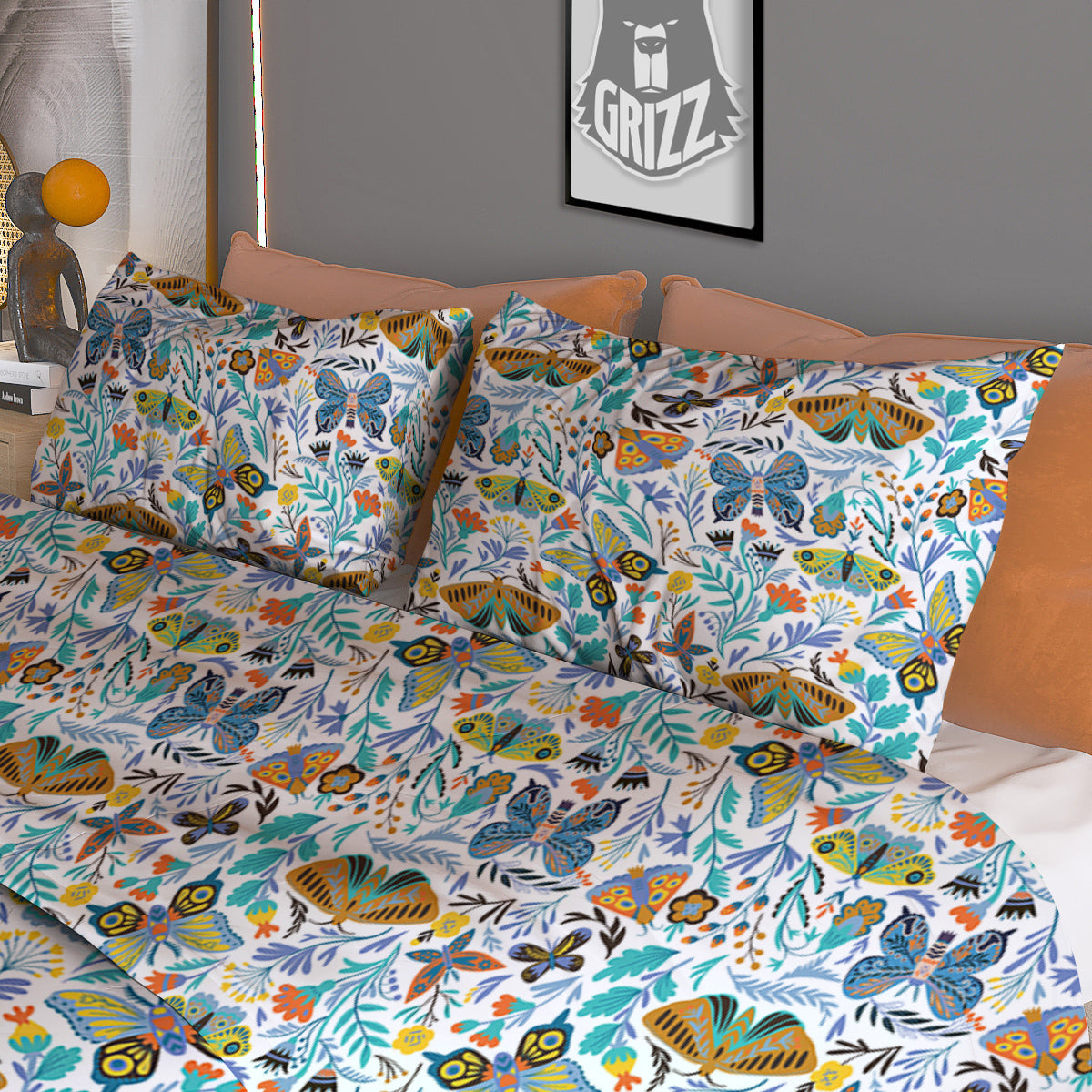 Flower Butterfly And Print Pattern Duvet Cover Bedding Set-grizzshop