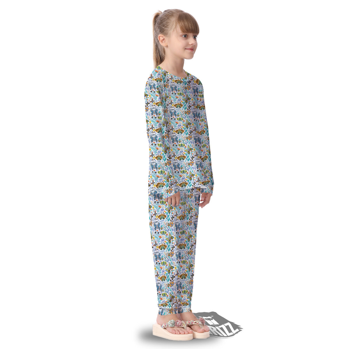 Flower Butterfly And Print Pattern Kid's Pajamas-grizzshop