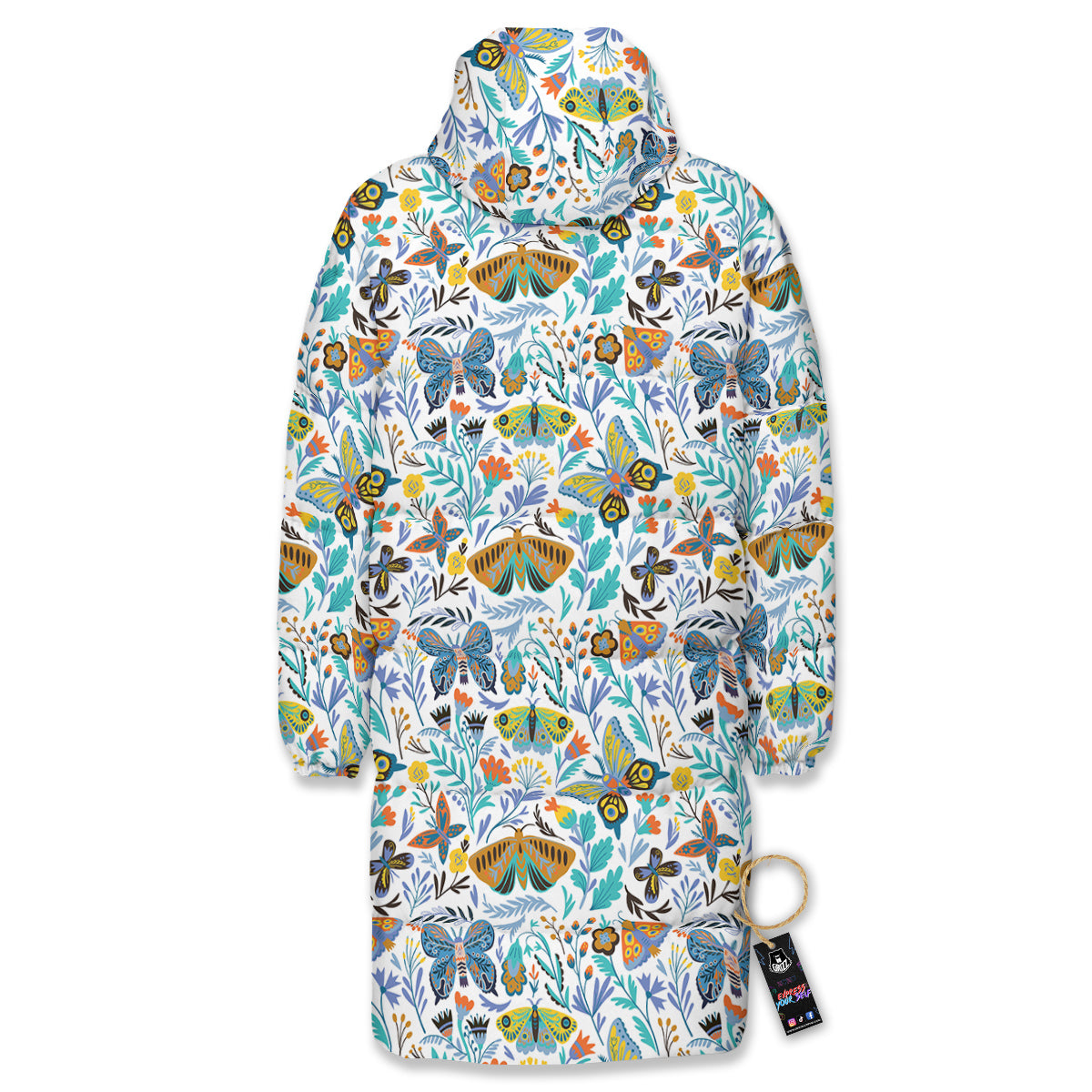 Flower Butterfly And Print Pattern Long Down Jacket-grizzshop