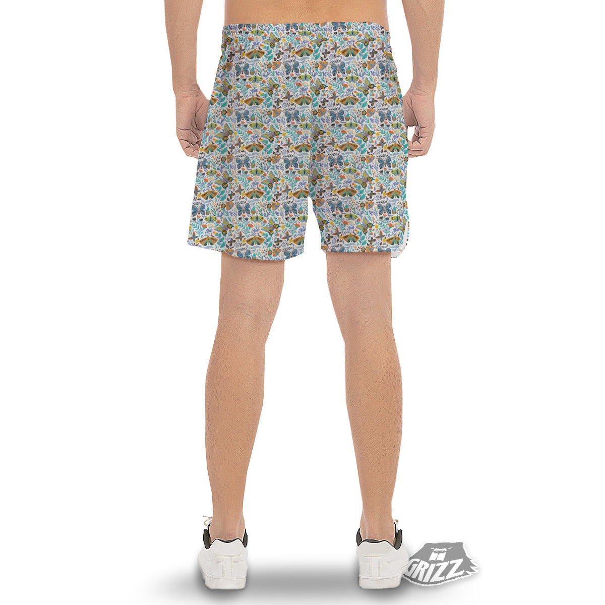 Flower Butterfly And Print Pattern Men's Gym Shorts-grizzshop