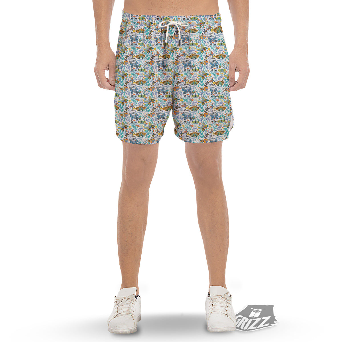 Flower Butterfly And Print Pattern Men's Gym Shorts-grizzshop