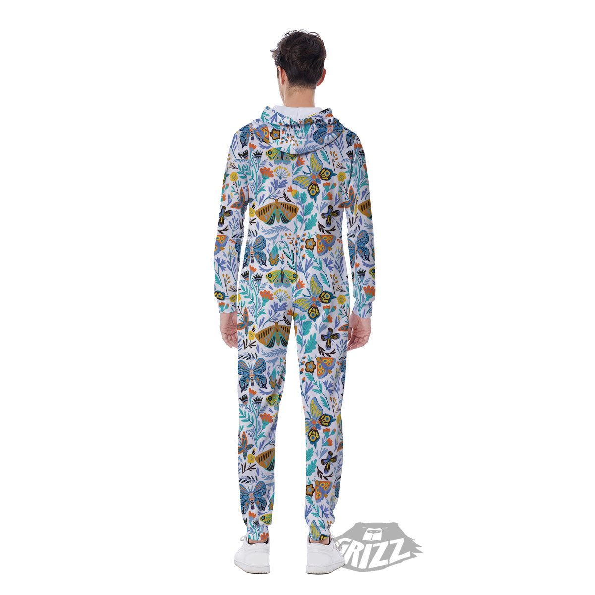 Flower Butterfly And Print Pattern Men's Jumpsuit-grizzshop