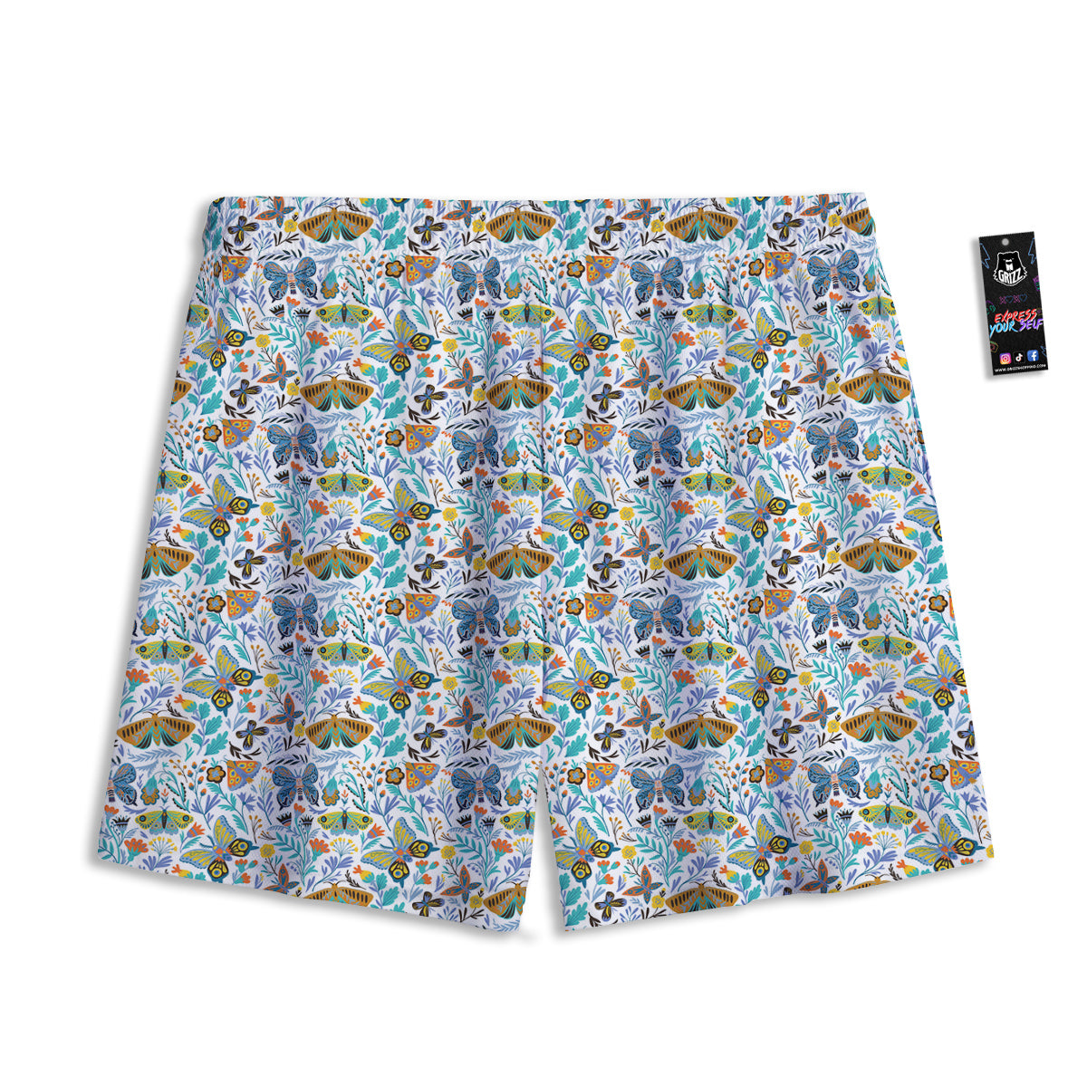 Flower Butterfly And Print Pattern Mesh Shorts-grizzshop
