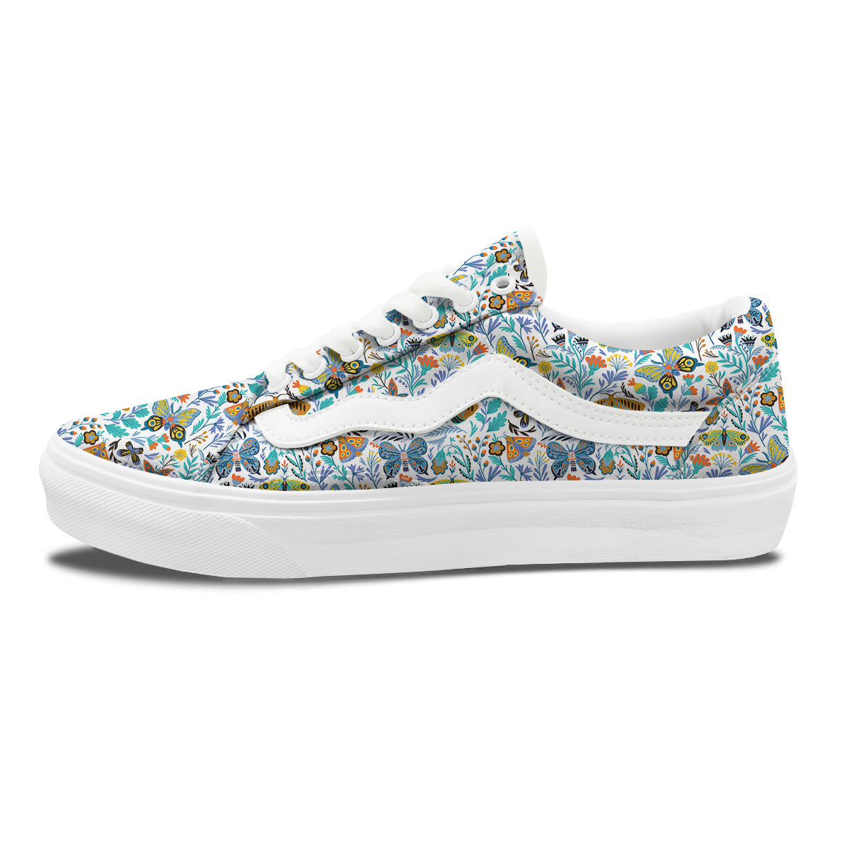 Flower Butterfly And Print Pattern Skate Shoes-grizzshop