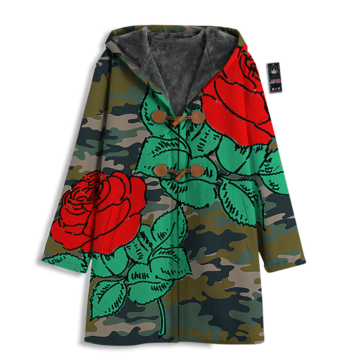 Flower Camouflage Red Rose Print Men's Windbreaker Jacket-grizzshop