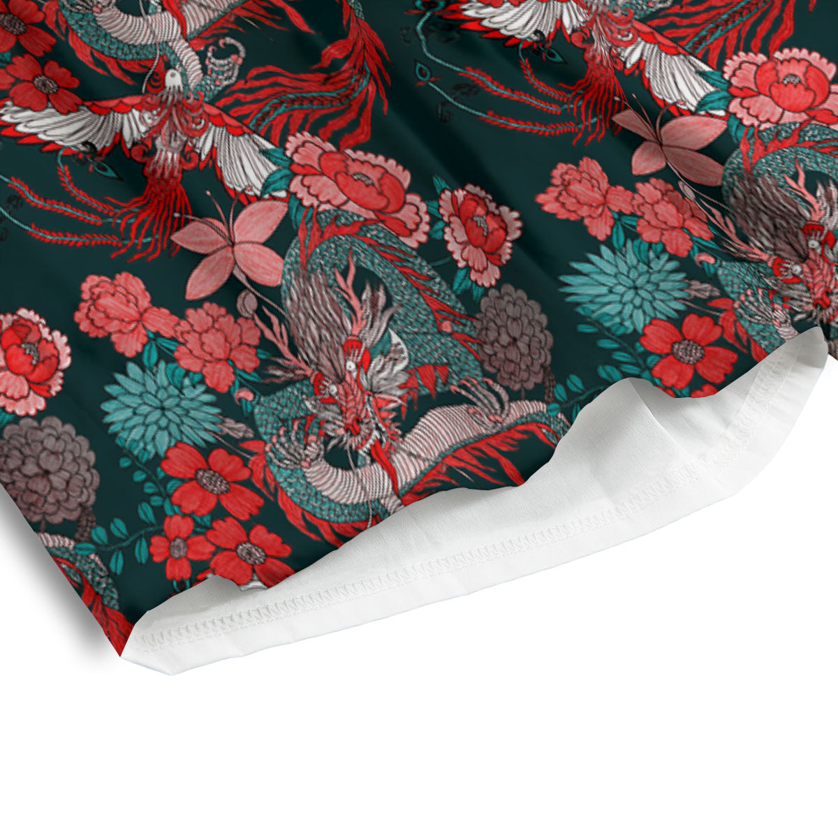Flower Chinese Dragon Print Pattern Men's Athletic Shorts
