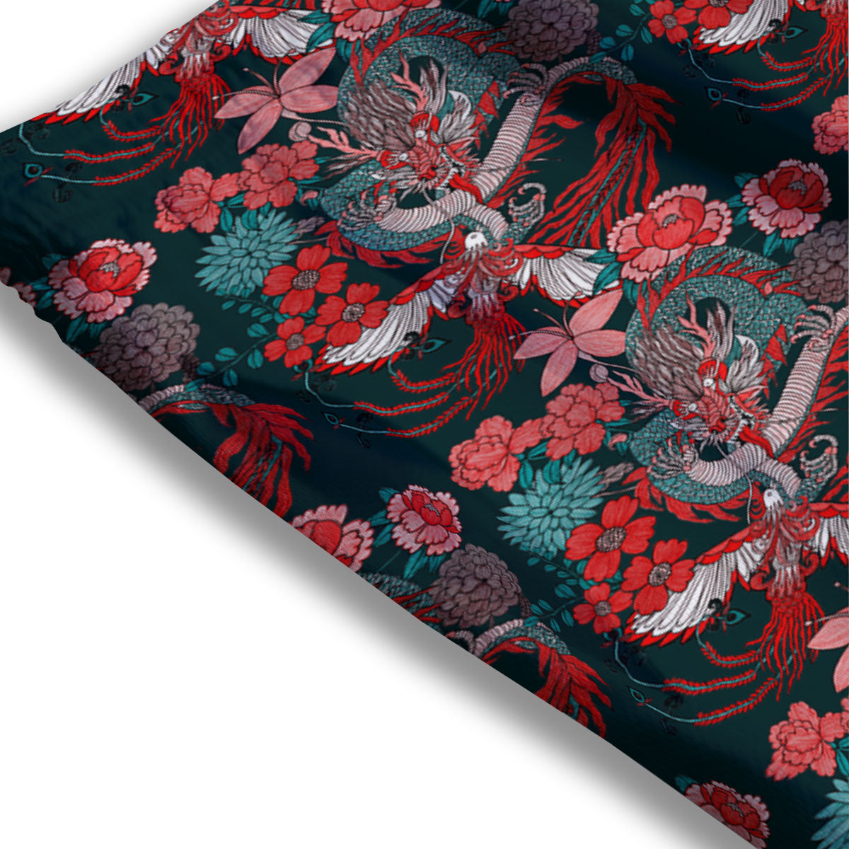 Flower Chinese Dragon Print Pattern Mesh Shorts-grizzshop