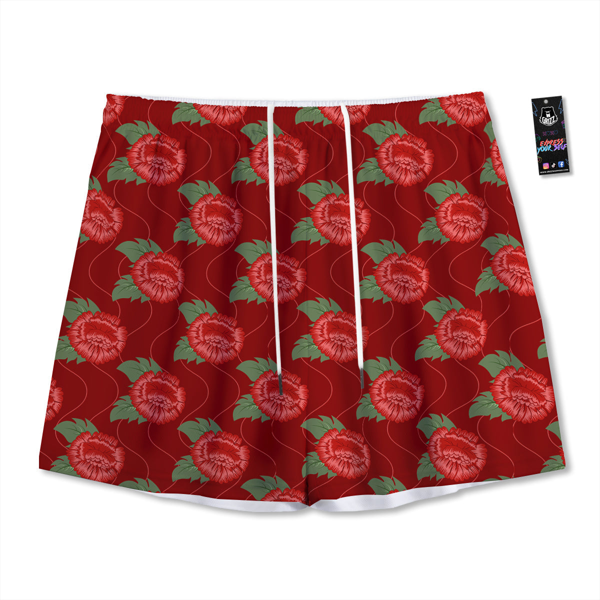 Flower Chinese Vintage Print Pattern Mesh Shorts-grizzshop