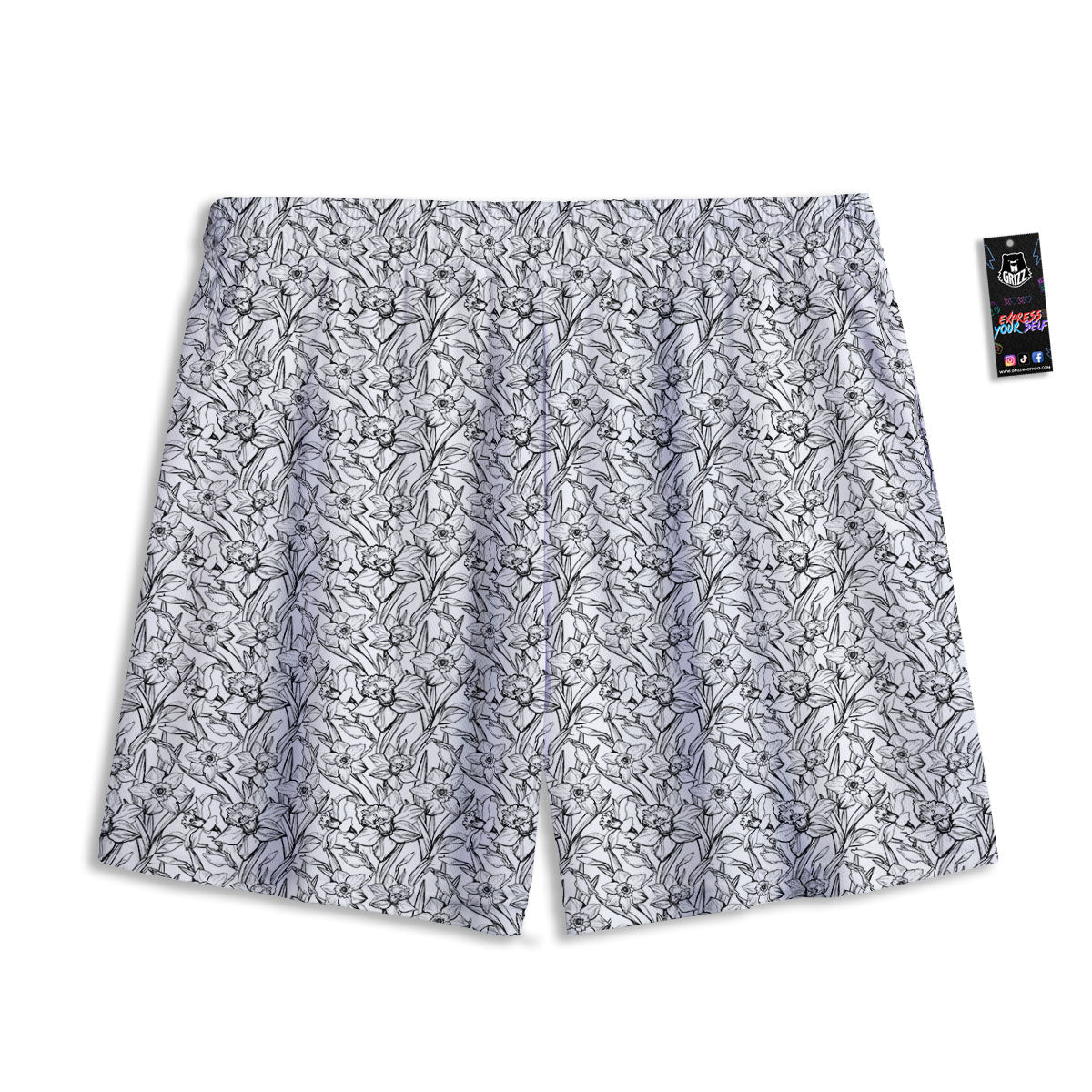 Flower Daffodil Drawing Print Pattern Mesh Shorts-grizzshop