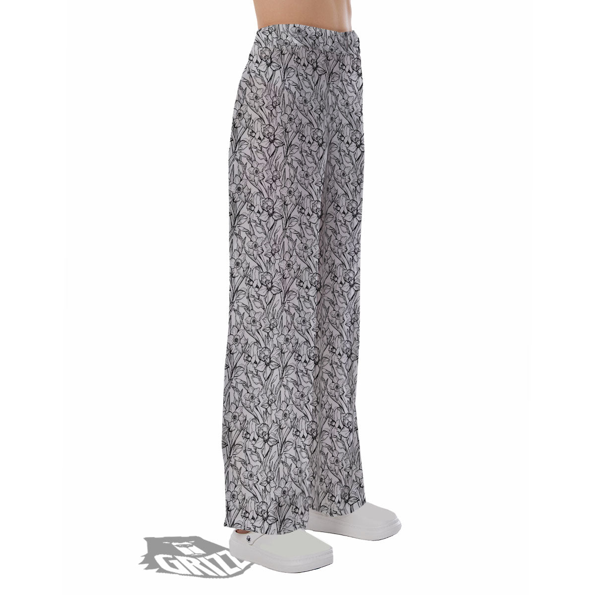 Flower Daffodil Drawing Print Pattern Pajama Pants-grizzshop