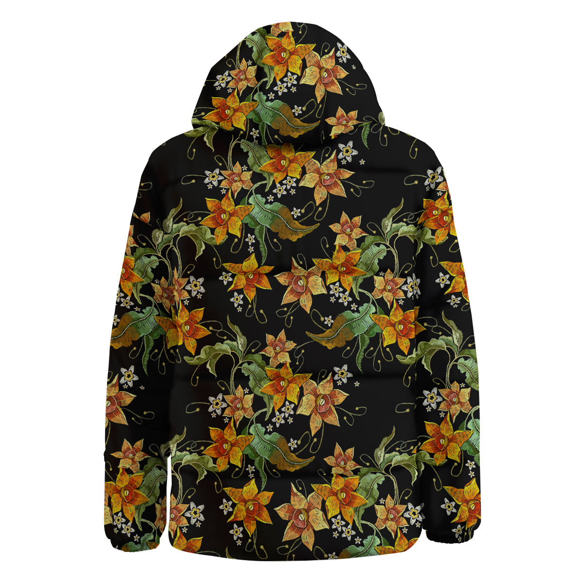 Flower Daffodil Vintage Print Pattern Down Jacket-grizzshop
