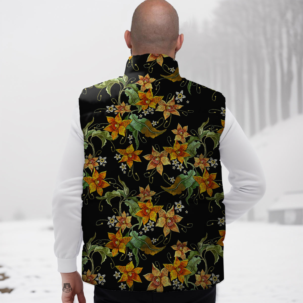 Flower Daffodil Vintage Print Pattern Down Vest-grizzshop