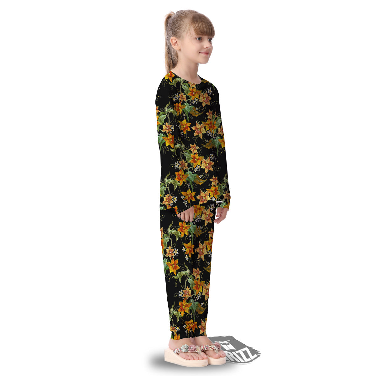 Flower Daffodil Vintage Print Pattern Kid's Pajamas-grizzshop