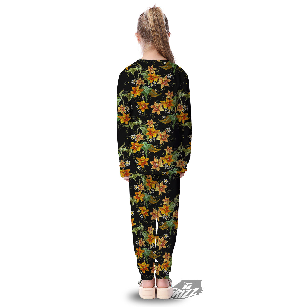 Flower Daffodil Vintage Print Pattern Kid's Pajamas-grizzshop