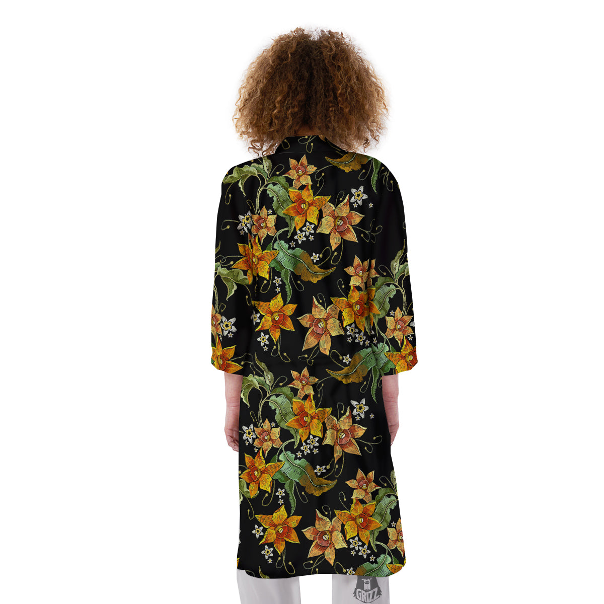 Flower Daffodil Vintage Print Pattern Kimono-grizzshop
