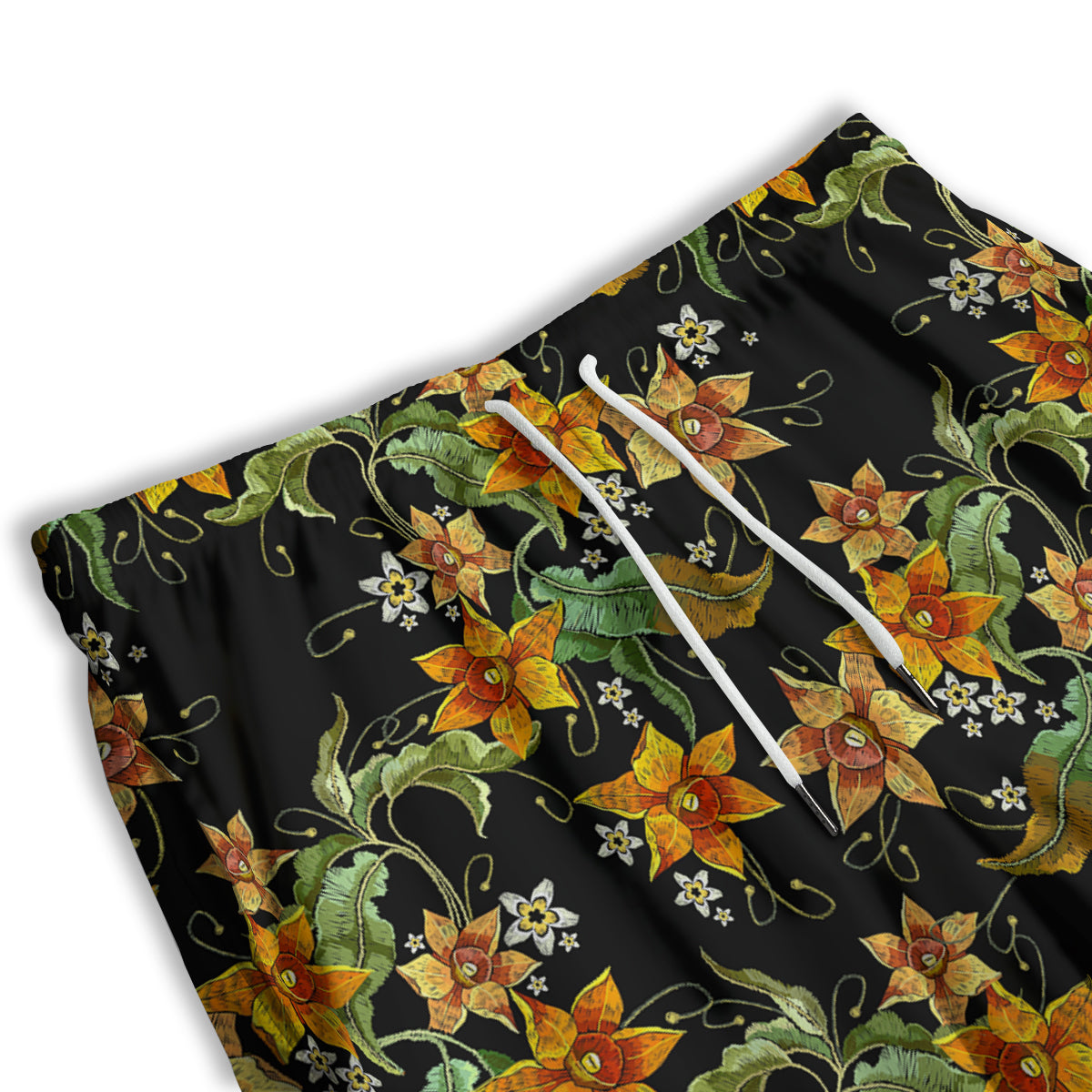 Flower Daffodil Vintage Print Pattern Men's Athletic Shorts
