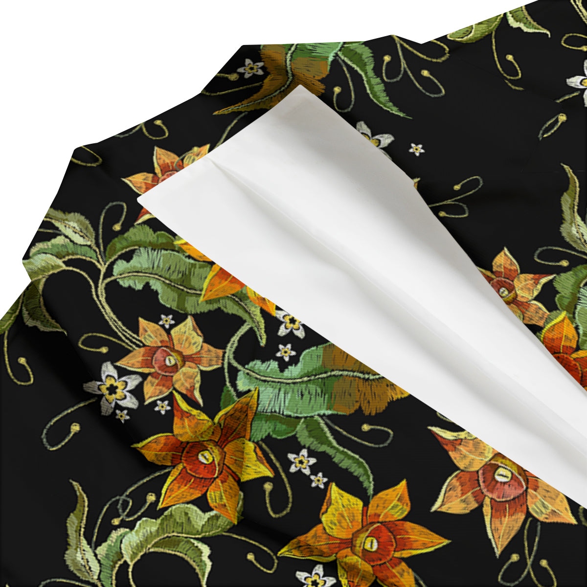 Flower Daffodil Vintage Print Pattern Men's Blazer-grizzshop