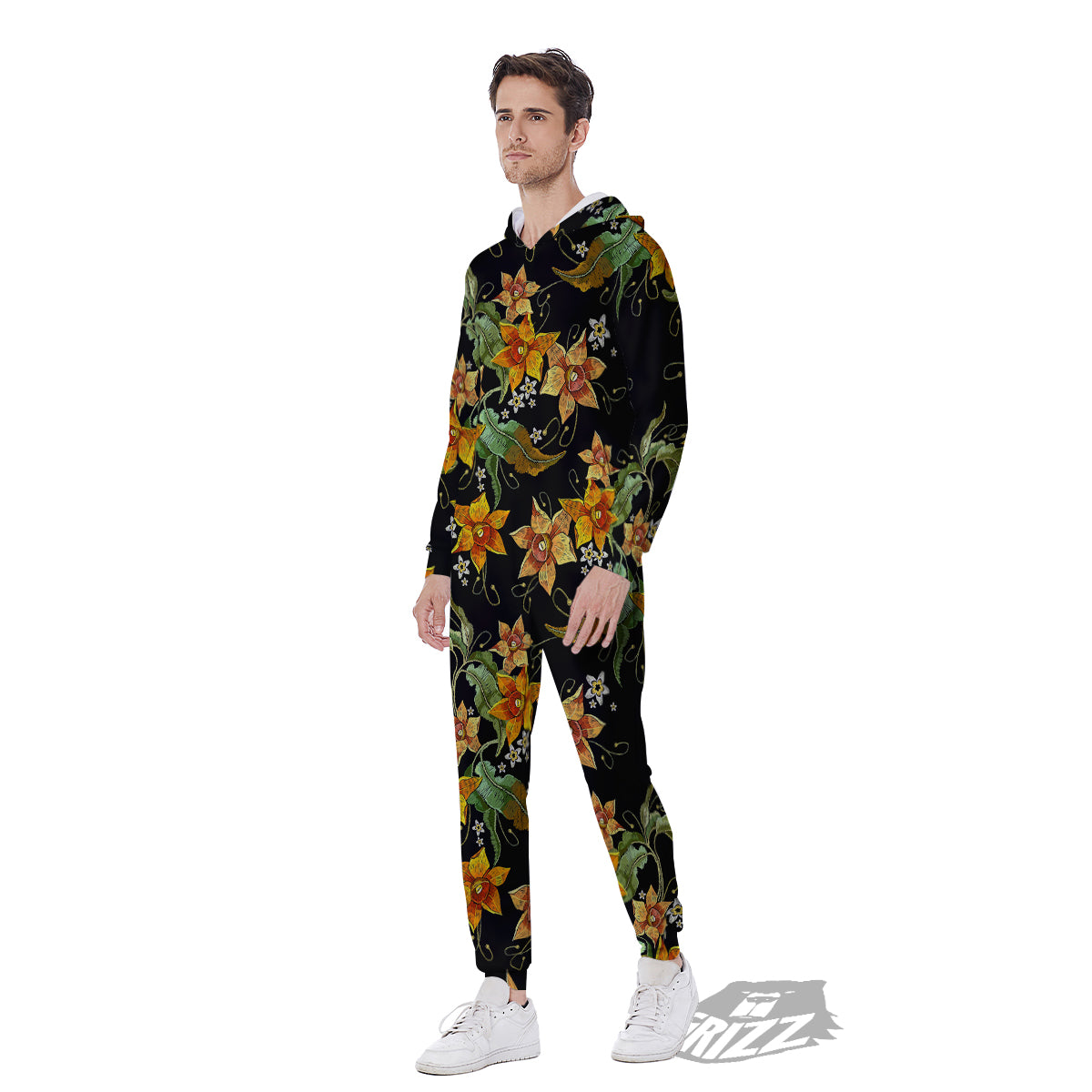 Flower Daffodil Vintage Print Pattern Men's Jumpsuit-grizzshop