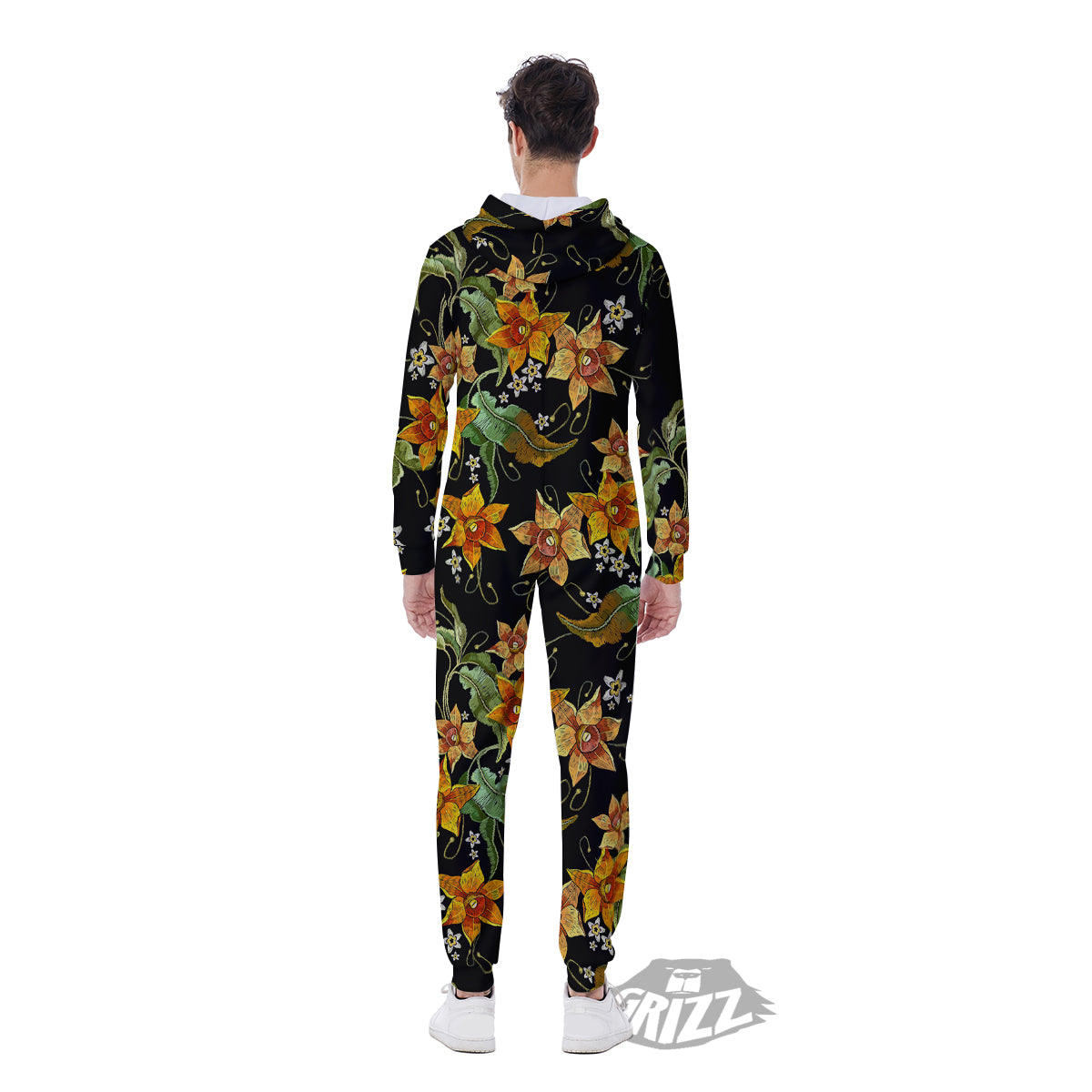 Flower Daffodil Vintage Print Pattern Men's Jumpsuit-grizzshop