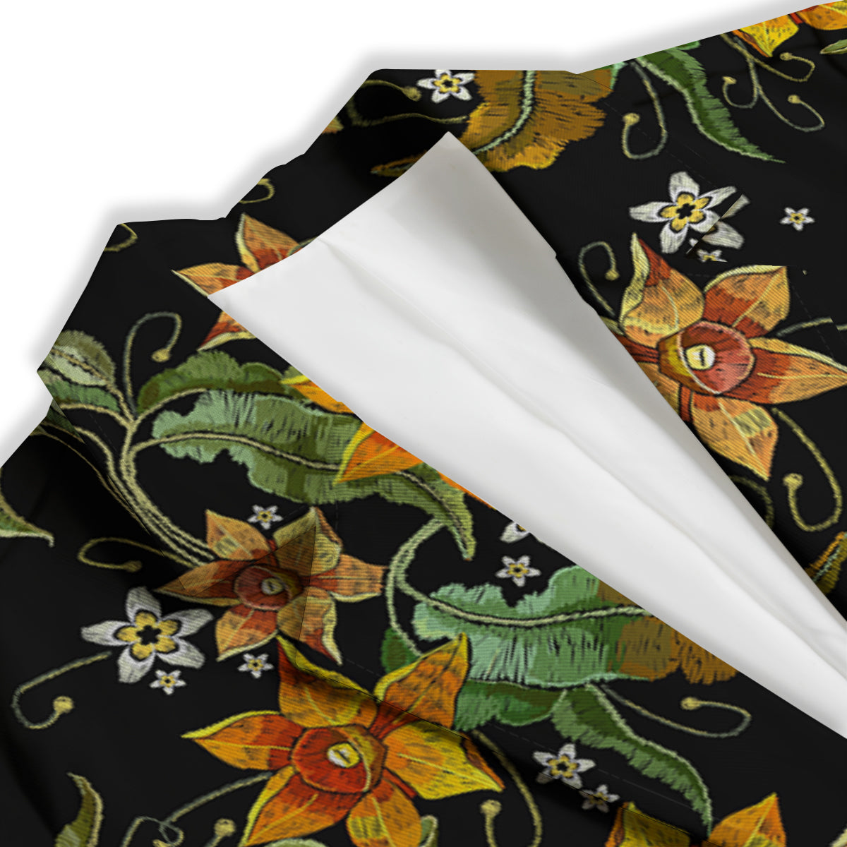 Flower Daffodil Vintage Print Pattern Women's Blazer-grizzshop