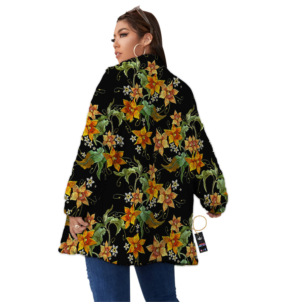 Flower Daffodil Vintage Print Pattern Women's Sherpa Jacket-grizzshop
