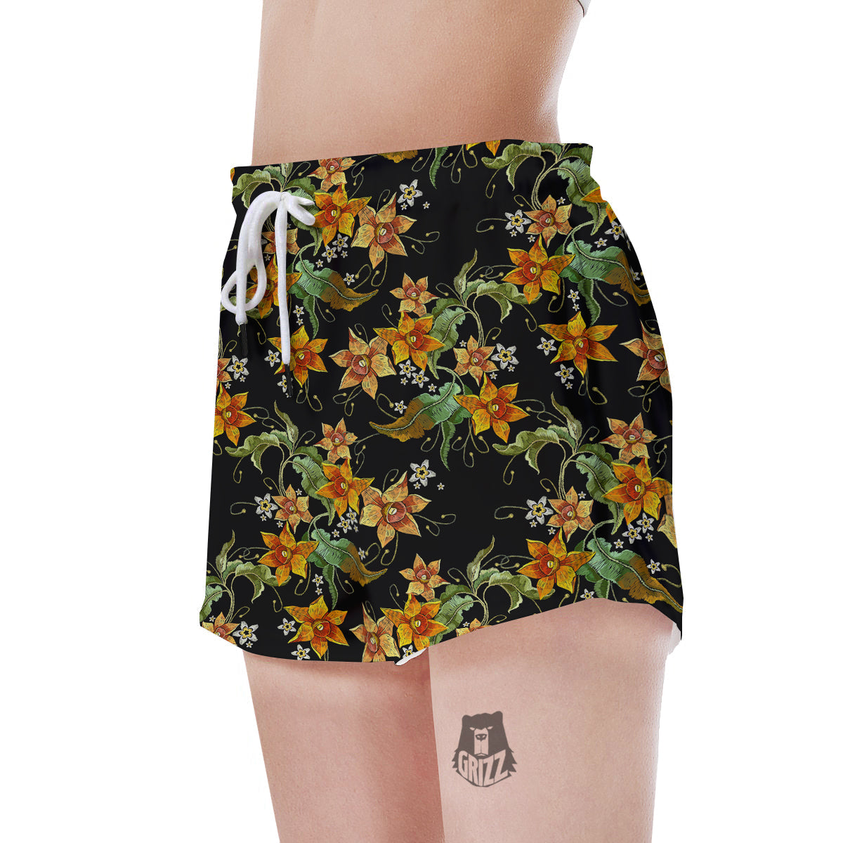 Flower Daffodil Vintage Print Pattern Women's Shorts-grizzshop
