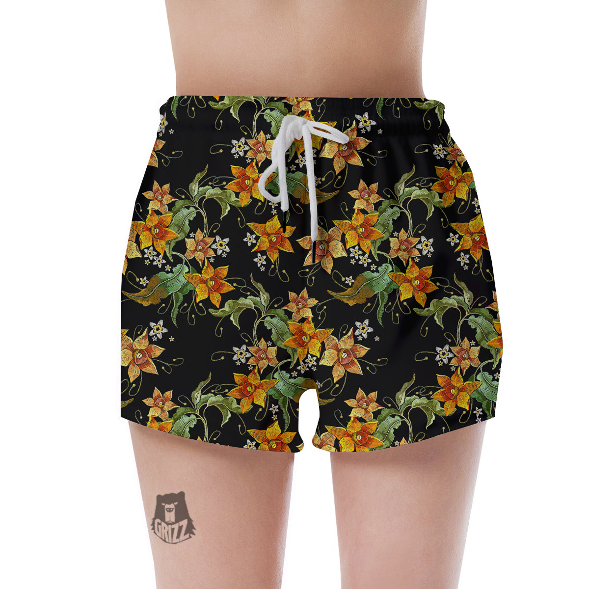 Flower Daffodil Vintage Print Pattern Women's Shorts-grizzshop