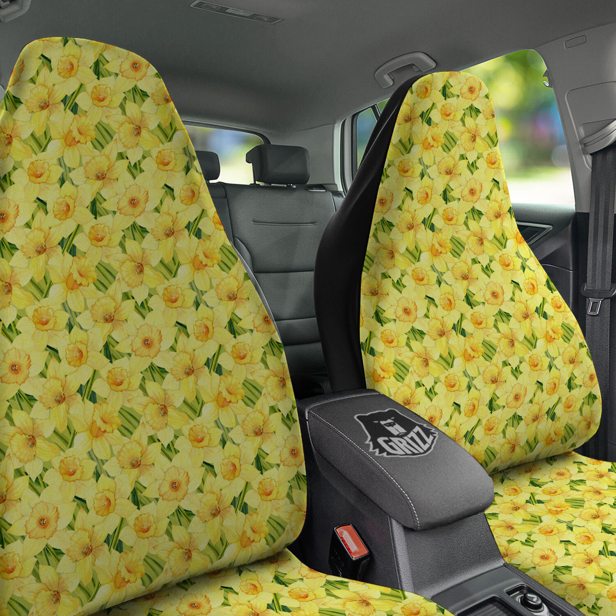 Flower Daffodil Watercolor Print Pattern Car Seat Covers-grizzshop
