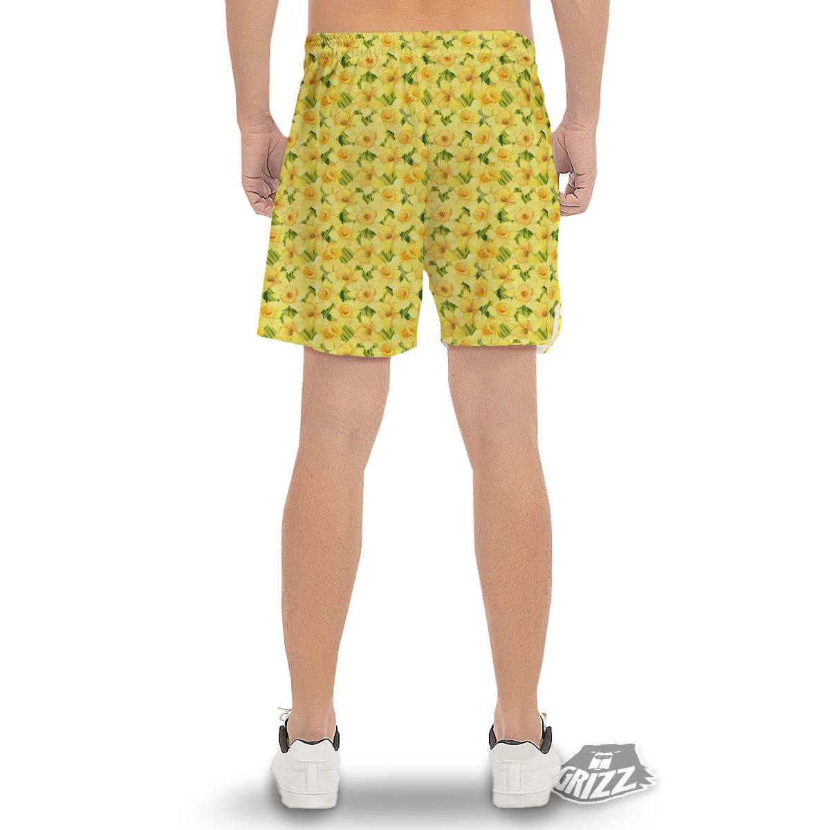 Flower Daffodil Watercolor Print Pattern Men's Gym Shorts-grizzshop