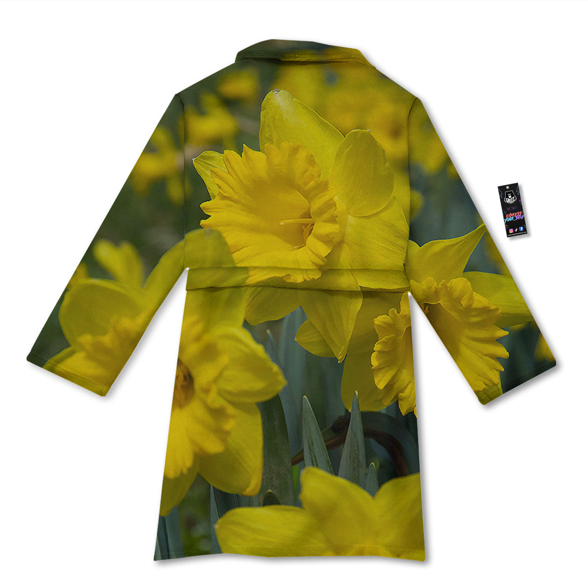 Flower Daffodil Yellow Print Bathrobe-grizzshop