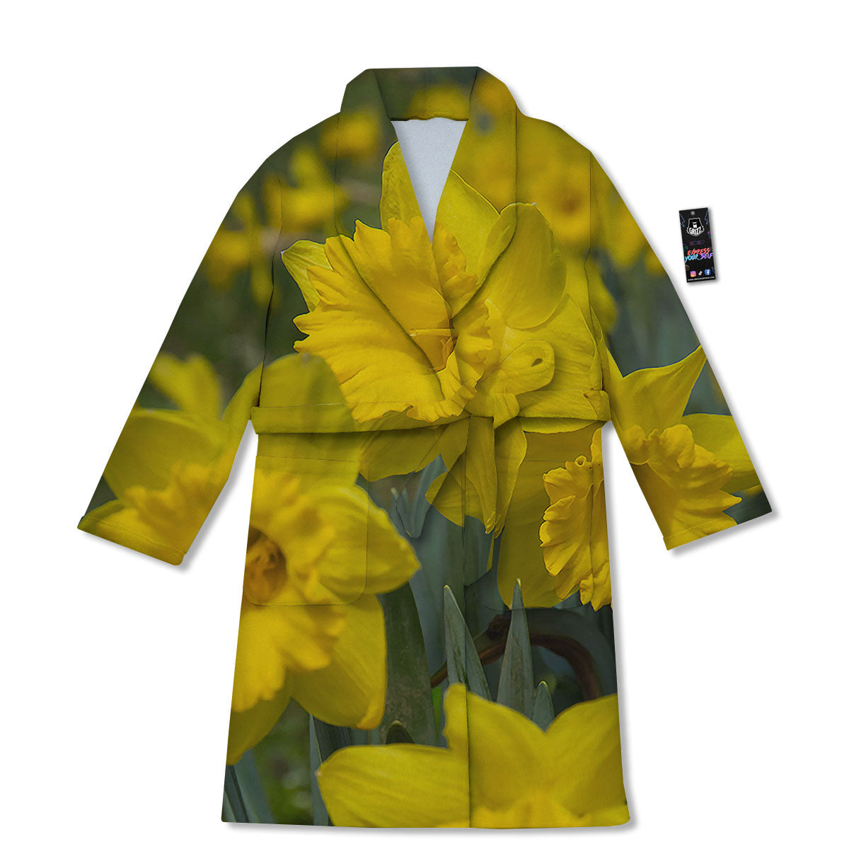 Flower Daffodil Yellow Print Bathrobe-grizzshop