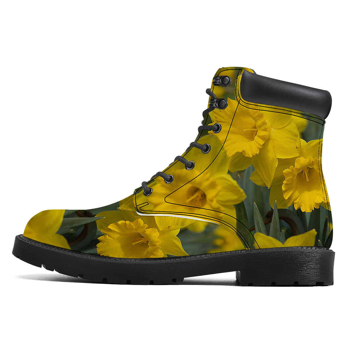 Flower Daffodil Yellow Print Boots-grizzshop