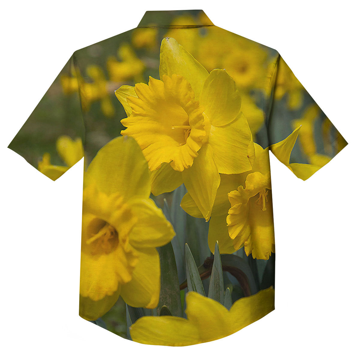 Flower Daffodil Yellow Print Button Up Shirt-grizzshop
