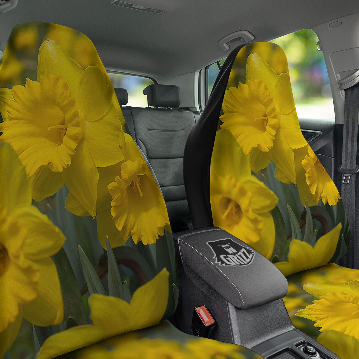 Flower Daffodil Yellow Print Car Seat Covers-grizzshop