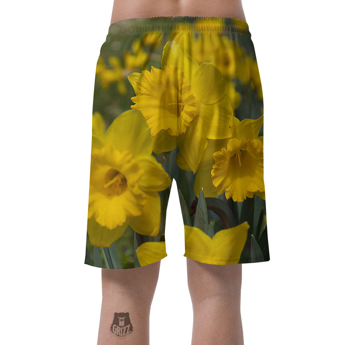 Flower Daffodil Yellow Print Men's Shorts-grizzshop