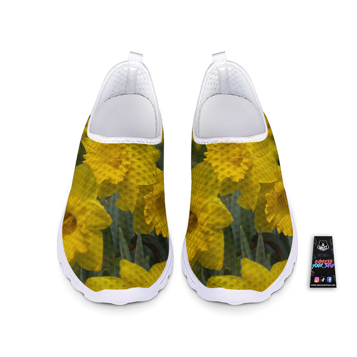 Flower Daffodil Yellow Print Nurse Shoes-grizzshop