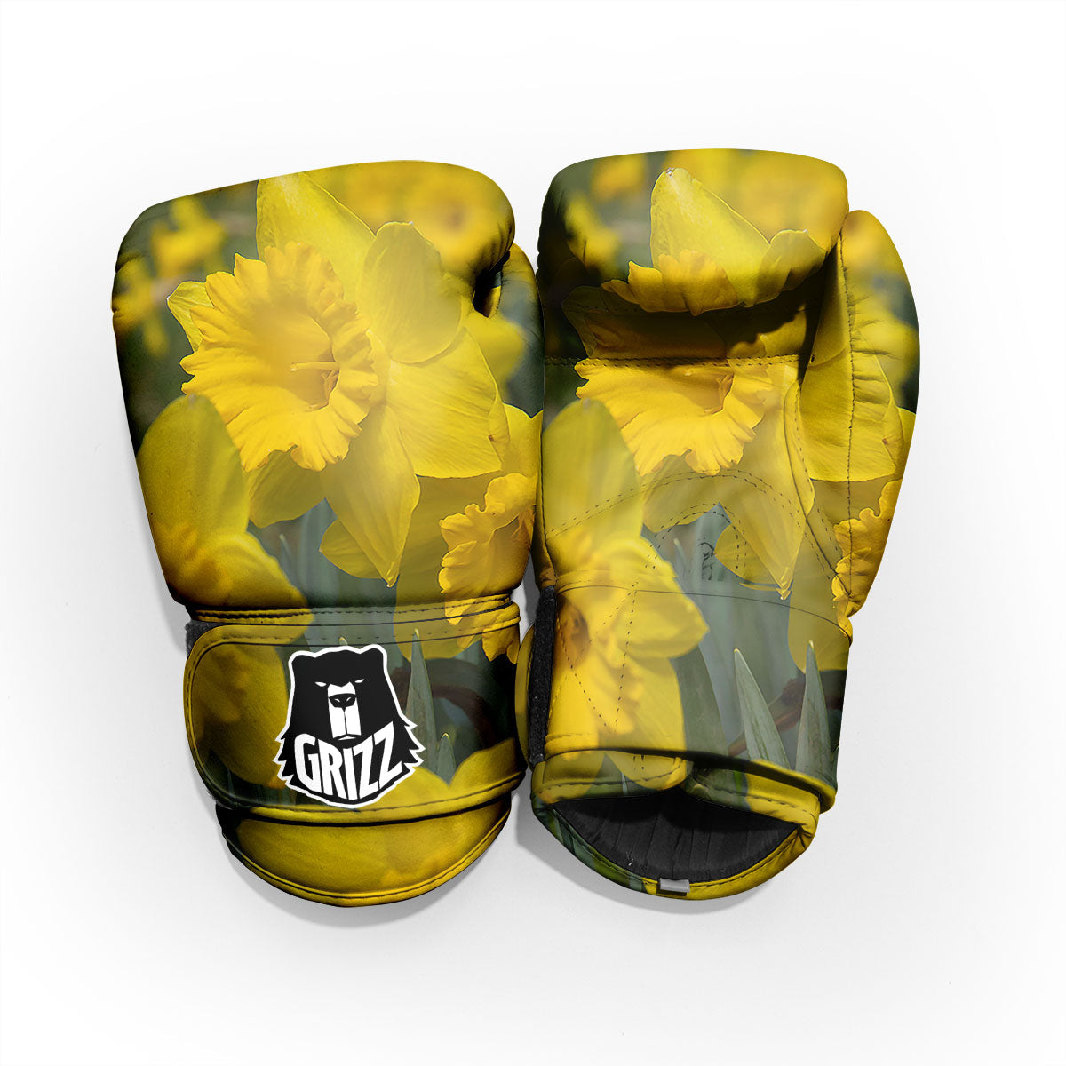 Flower Daffodil Yellow Print Sparring Gloves-grizzshop