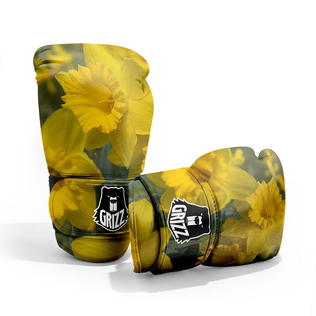 Flower Daffodil Yellow Print Sparring Gloves-grizzshop