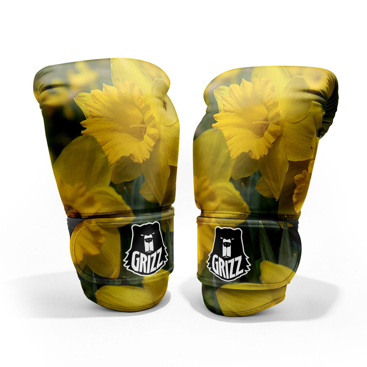 Flower Daffodil Yellow Print Sparring Gloves-grizzshop