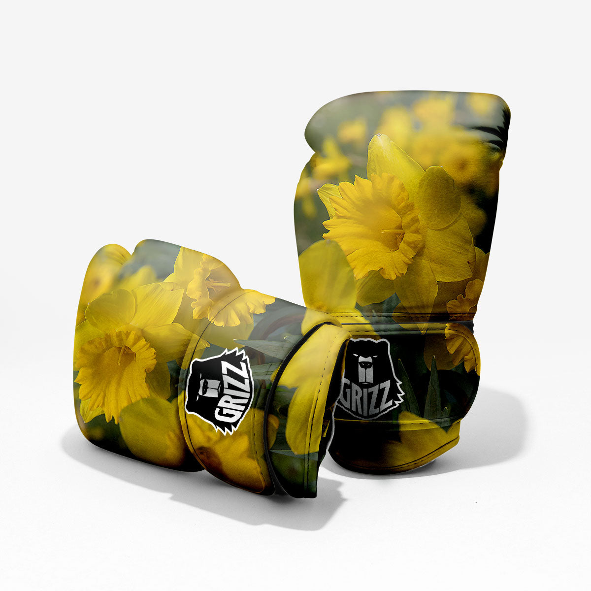 Flower Daffodil Yellow Print Sparring Gloves-grizzshop