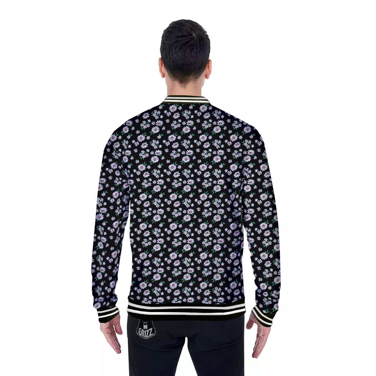 Flower Daisy Print Pattern Baseball Jacket-grizzshop
