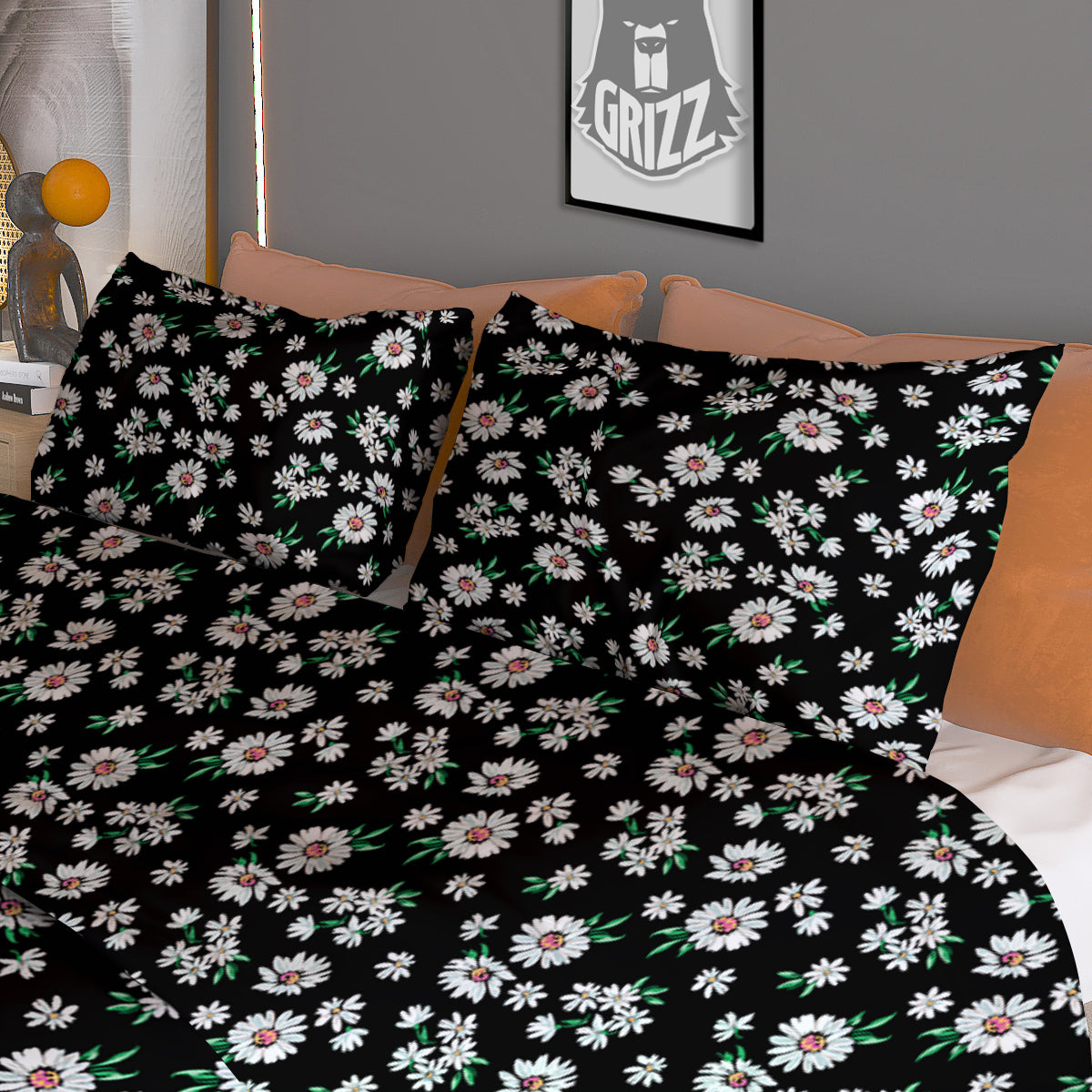 Flower Daisy Print Pattern Duvet Cover Bedding Set