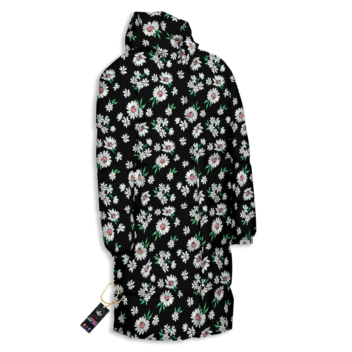 Flower Daisy Print Pattern Long Down Jacket-grizzshop