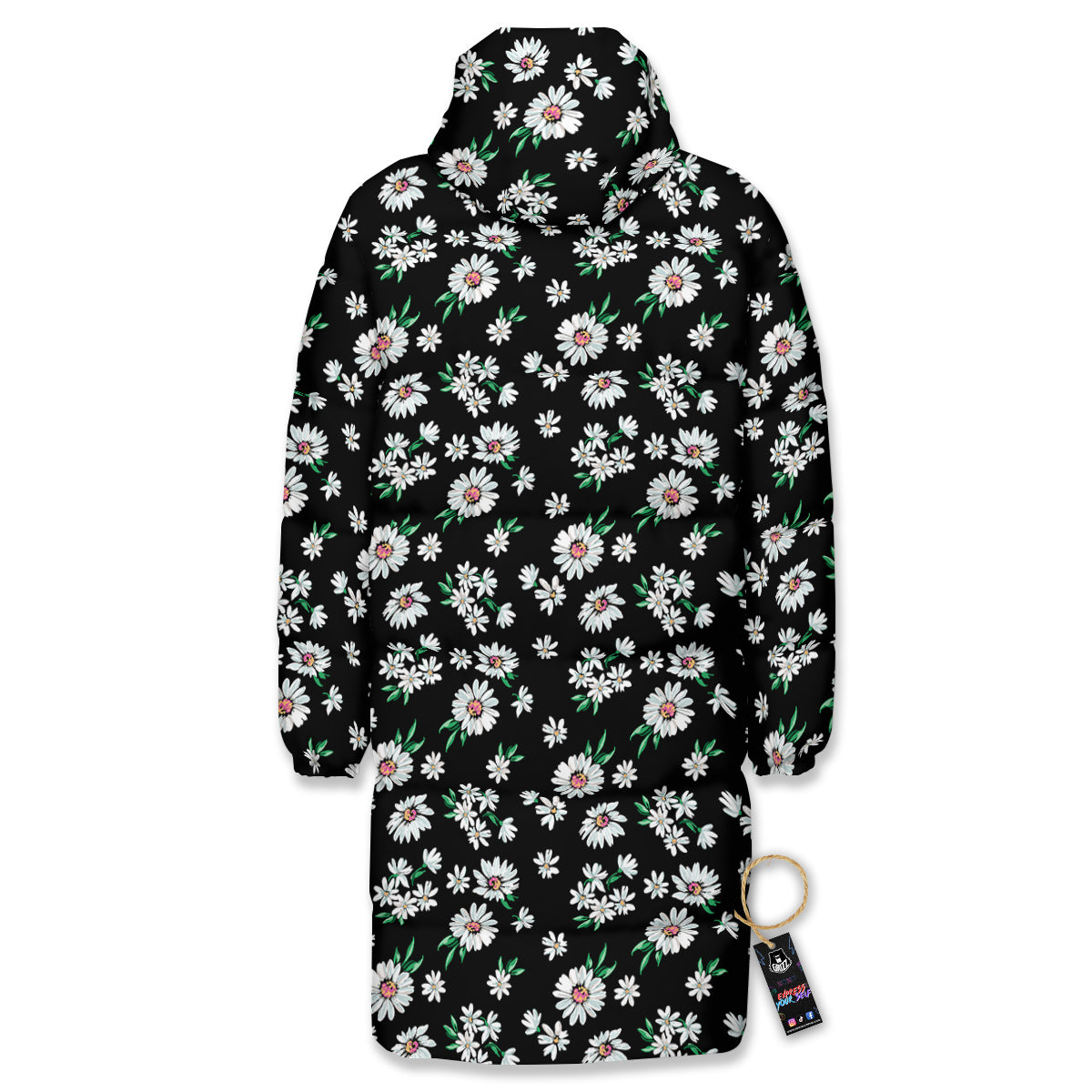Flower Daisy Print Pattern Long Down Jacket-grizzshop