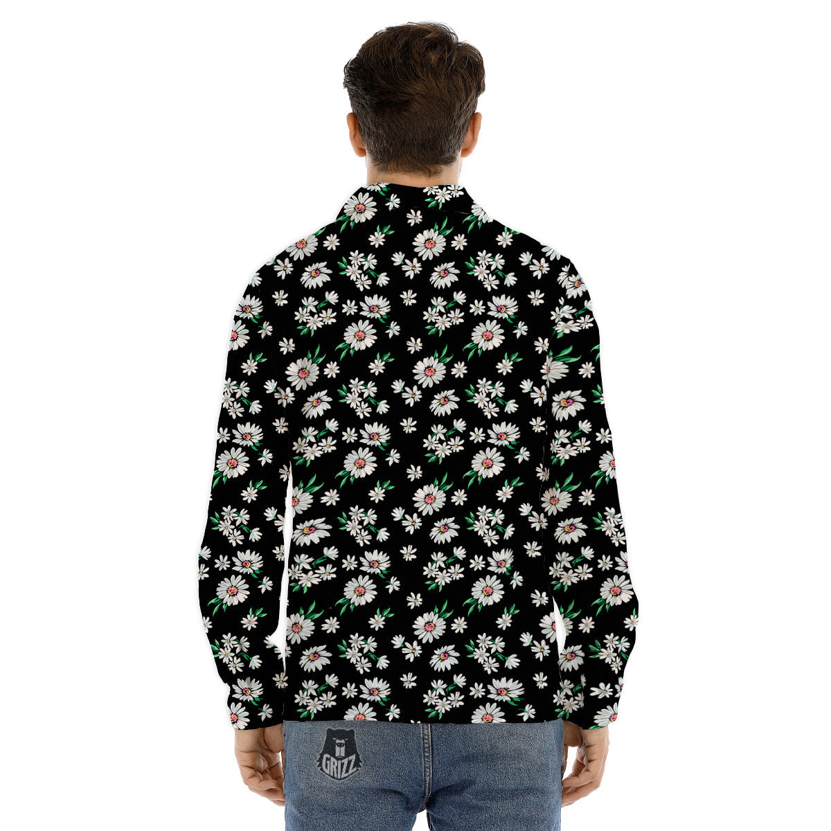 Flower Daisy Print Pattern Men's Dress Shirts-grizzshop