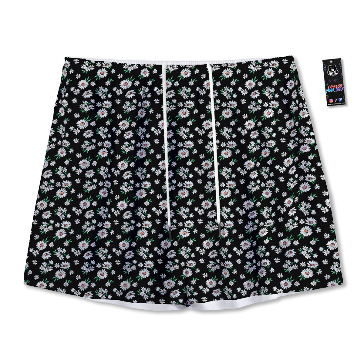 Flower Daisy Print Pattern Mesh Shorts-grizzshop