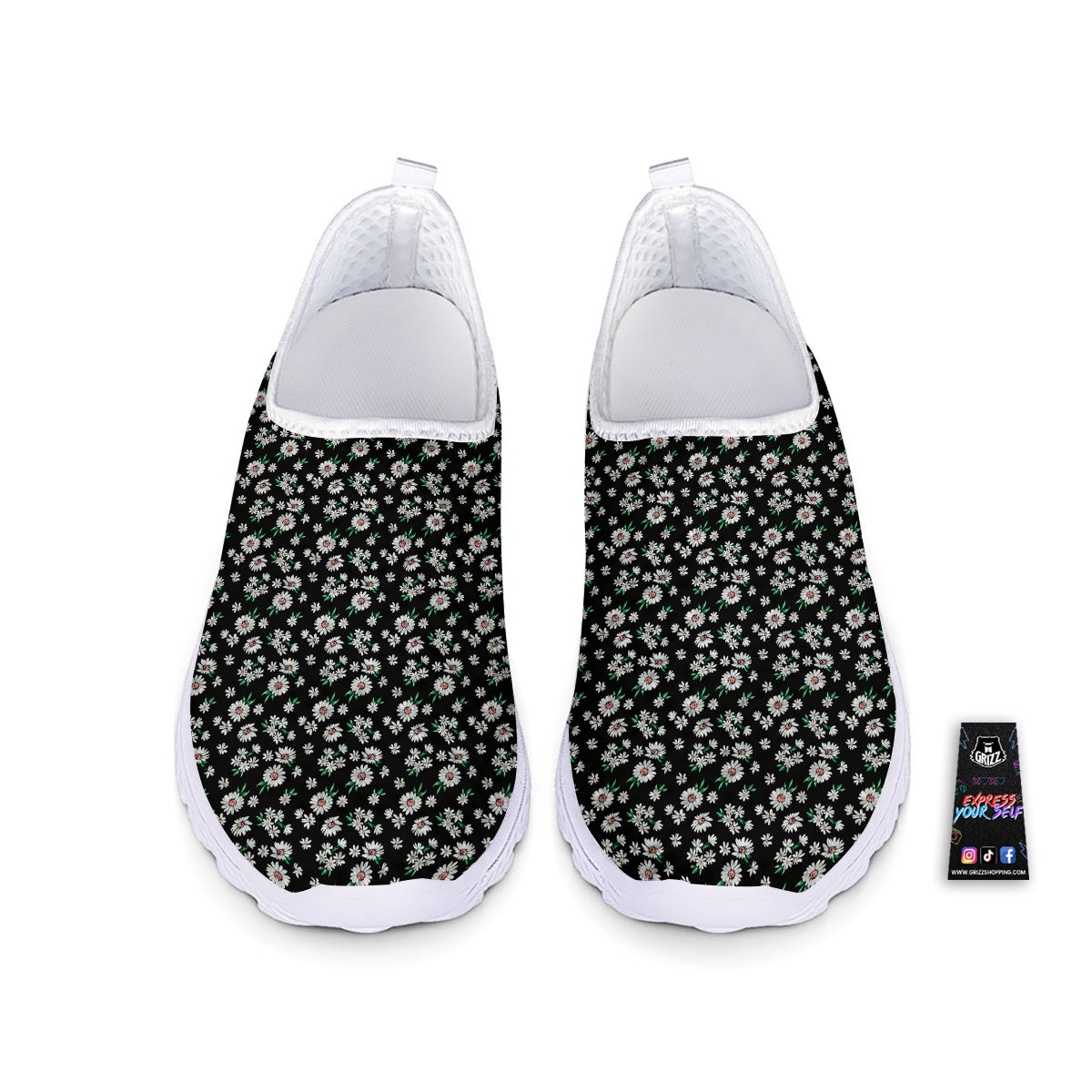 Flower Daisy Print Pattern Nurse Shoes-grizzshop
