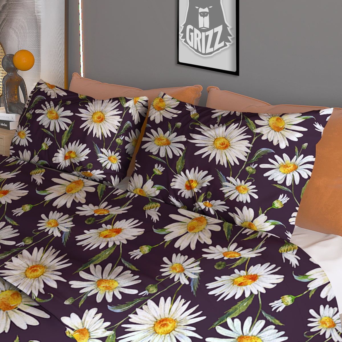 Flower Daisy Watercolor Print Pattern Duvet Cover Bedding Set-grizzshop