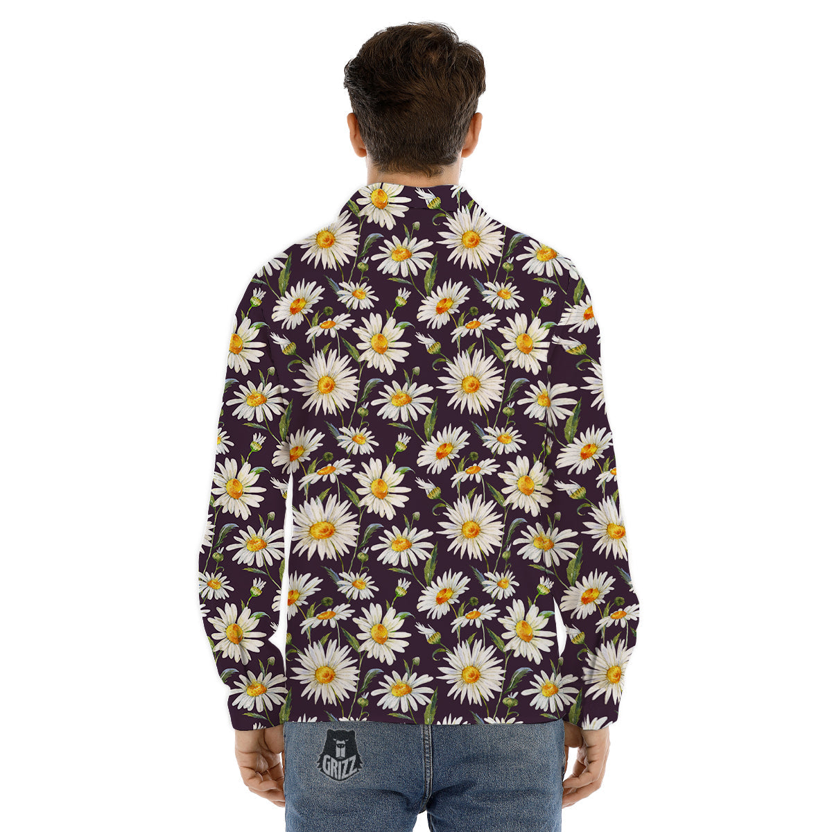 Flower Daisy Watercolor Print Pattern Men's Dress Shirts-grizzshop
