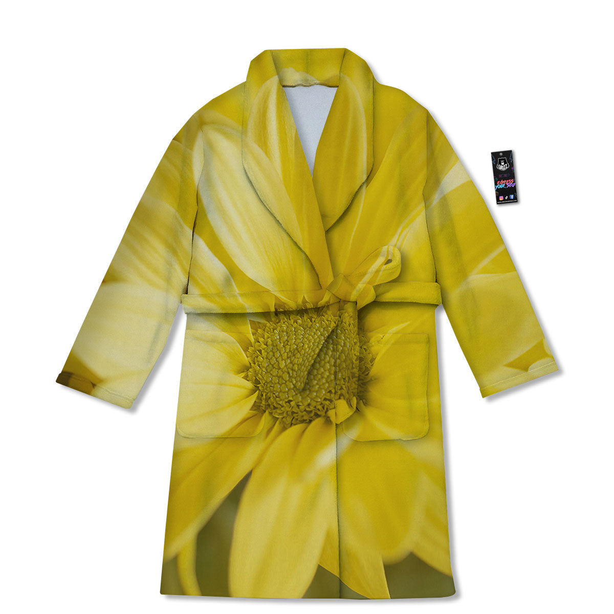 Flower Daisy Yellow Print Bathrobe-grizzshop